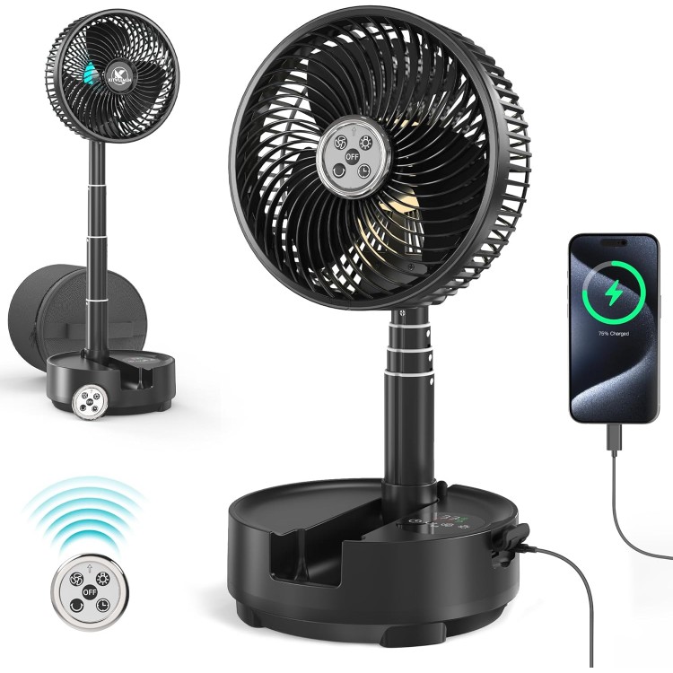 20000mAh Battery Operated Oscillating Table Fan - 112Hrs Rechargeable Camping Fan with Light & Timer, 9 Speeds Portable Travel Fan for Cruise RV Trip, Hurricane Power Outage (8" with Case)