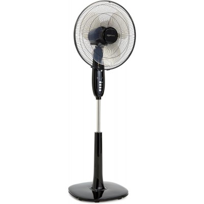 16-Inch Pedestal Floor Fan Oscillating Remote, 3-Speed, Energy-Efficient, Black