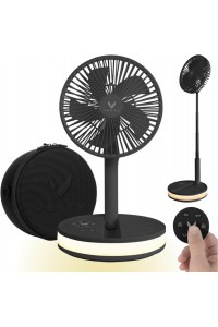 Original Portable Fan - Wireless Battery Operated Fan With 4 Speeds, LED Lighting, Carry Case & Remote Control - Premium Travel Rechargeable Fan & Power Bank With USB & USB-C Ports (Black)