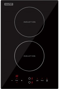 Electric Stove Induction Cooktop Vertical with 2 Burners Vitro Ceramic Smooth Surface Glass in Black 120V, 12 Inch