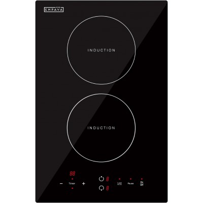 Electric Stove Induction Cooktop Vertical with 2 Burners Vitro Ceramic Smooth Surface Glass in Black 120V, 12 Inch