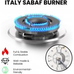 2 Burner Propane Gas Cooktop, 12" Inch LPG/NG Built-in Gas Stove Top with 2 ITALY SABAF Sealed Burners 18,000BTU, Stainless Steel, RV Stove Top with Thermocouple Protect, Apartment, Outdoor