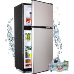 Mini Fridge with Freezer, 3.5 Cu. Ft. Apartment Size Refrigerator with Freezer, Dorm Fridges with Freezer Adjustable Thermostat, Small Refrigerator for Apartment, Office, Kitchen, Dorm, Silver