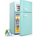 Mini Fridge with Freezer,3.2 Cu.Ft Compact Mini Refrigerator with Double 2 Door,Adjustable Temperature,Full Size for Home,Kitchen,Dorm,Apartment,Retro Green